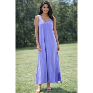 Athleta Arrival Maxi‎ Dress Purple Crisscross Back Stretch Travel Small NWT